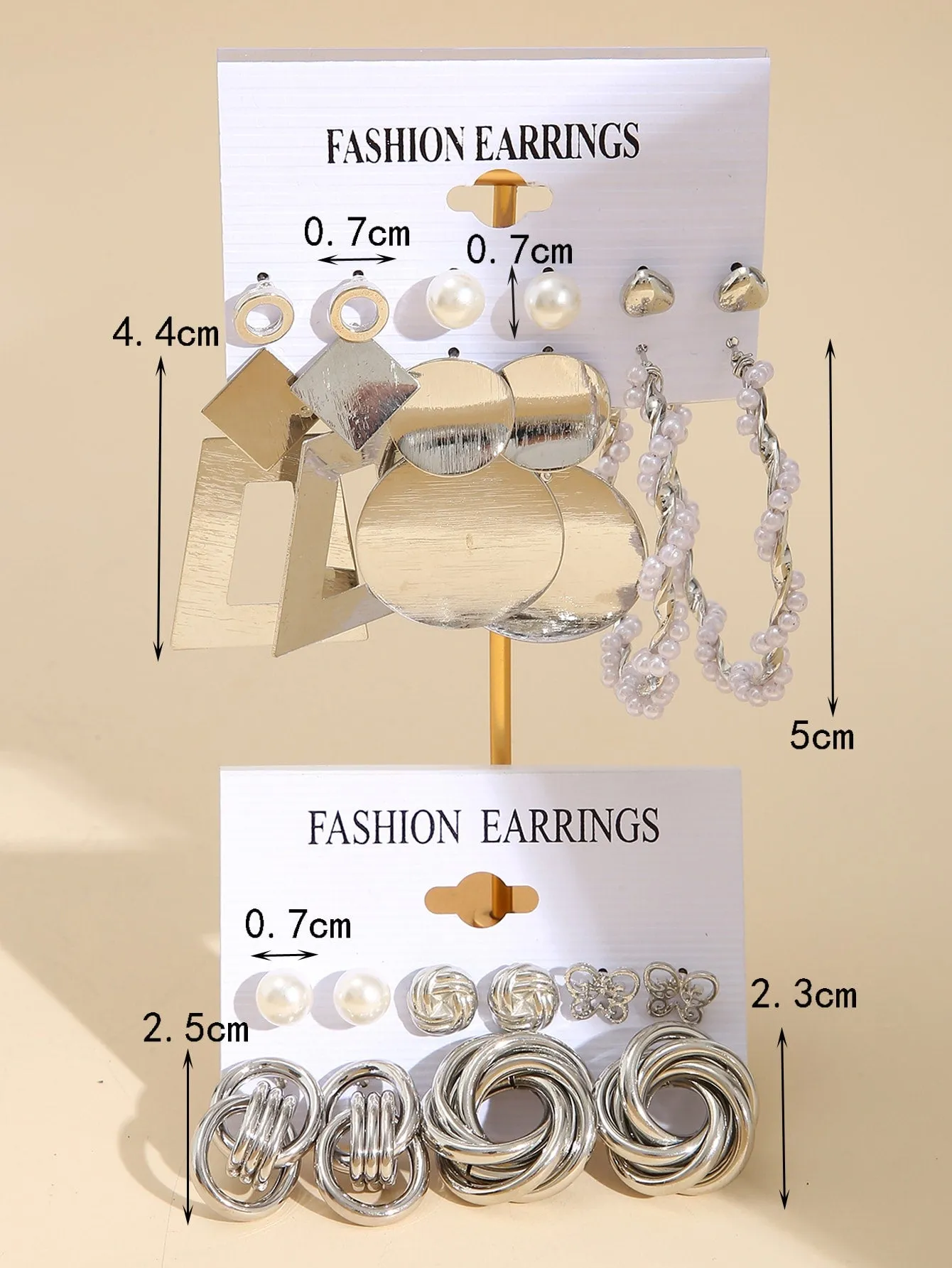11pairs Butterfly & Faux Pearl Decor Earrings - Silver