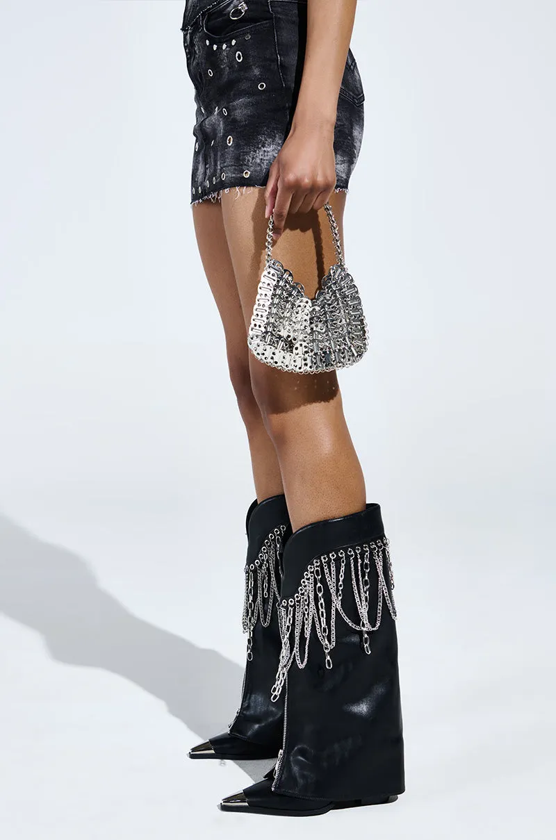 AZALEA WANG SINISTER BLACK WESTERN CHUNKY BOOT