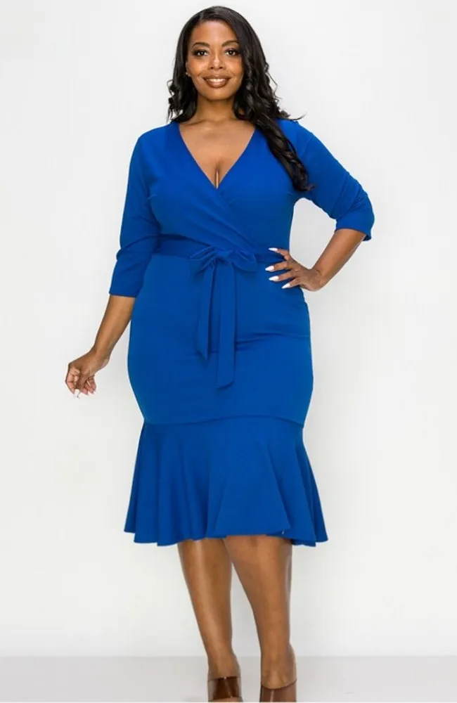 Belted Ruffle Bottom Dress