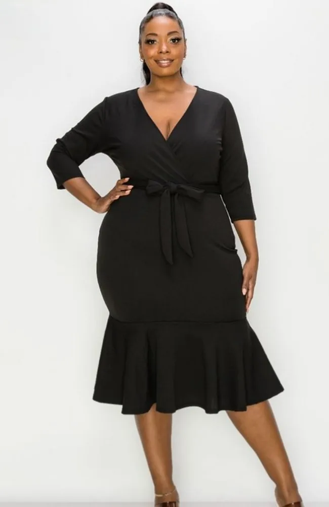 Belted Ruffle Bottom Dress