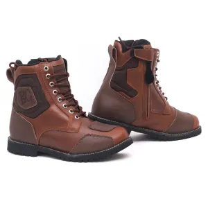 Bikers Gear Australia Assault WP Distressed Leather Urban Motorcycle Boots Brown