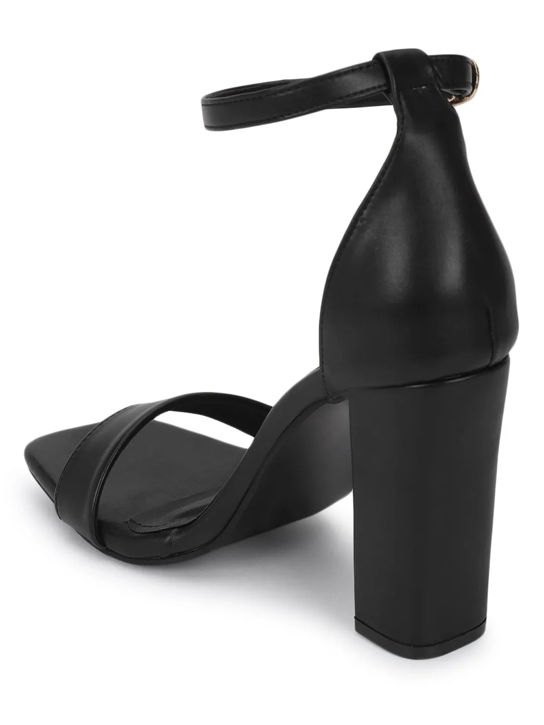 Black PU Stylish Buckle Block Sandals (TC-RAH29-BLKPU)