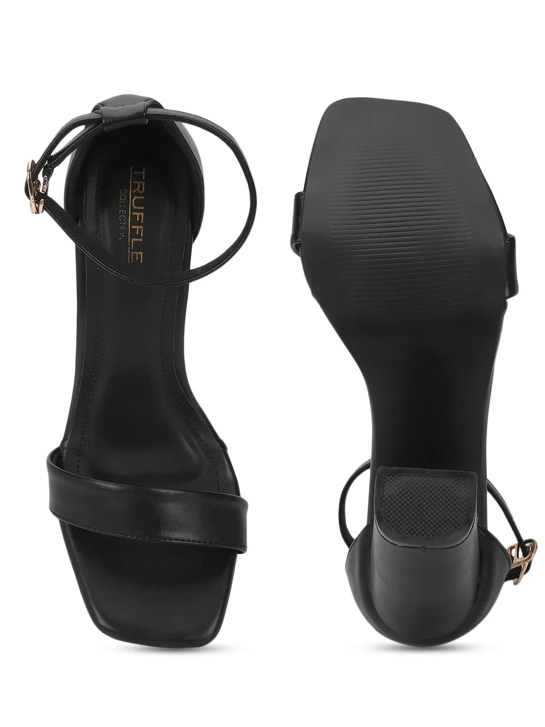 Black PU Stylish Buckle Block Sandals (TC-RAH29-BLKPU)