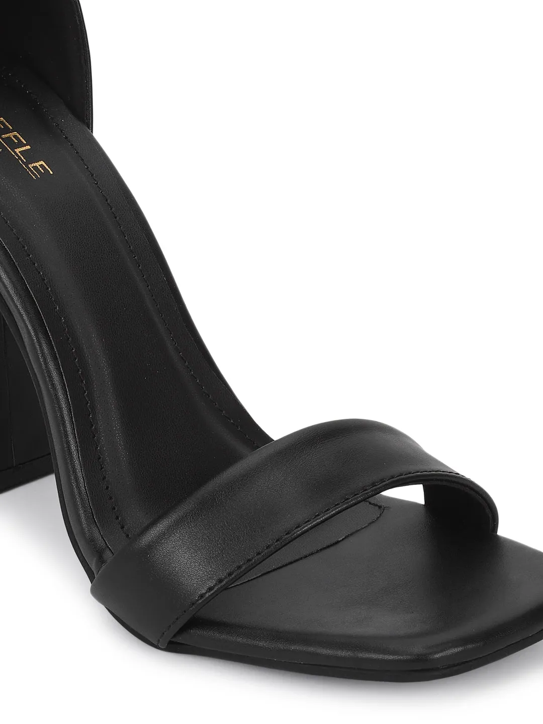 Black PU Stylish Buckle Block Sandals (TC-RAH29-BLKPU)