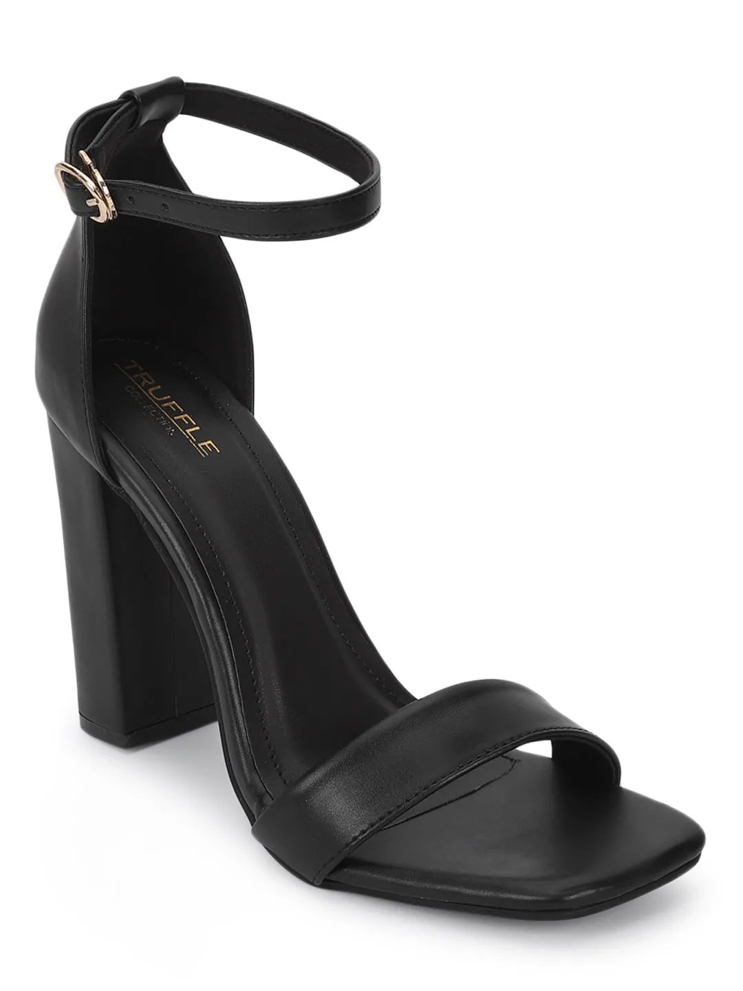 Black PU Stylish Buckle Block Sandals (TC-RAH29-BLKPU)
