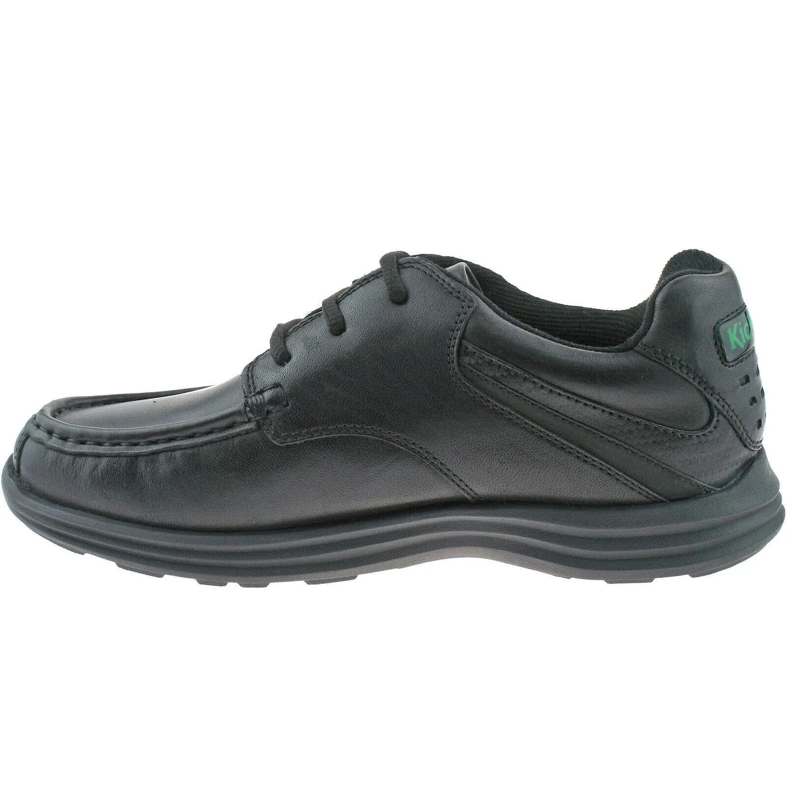 Boys Junior Kickers Reasan Lace Black Leather School Shoes 1-12820