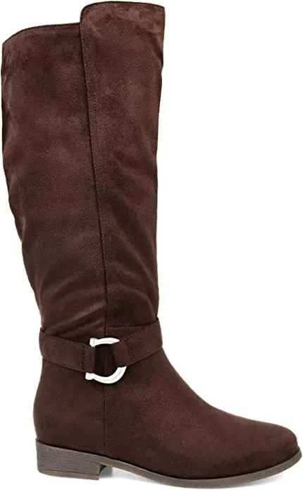 Brinley Co Comfort Womens Classic Riding Boot Brown, 11 Wide Calf US