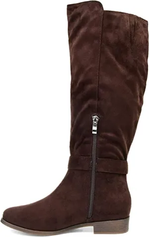 Brinley Co Comfort Womens Classic Riding Boot Brown, 11 Wide Calf US