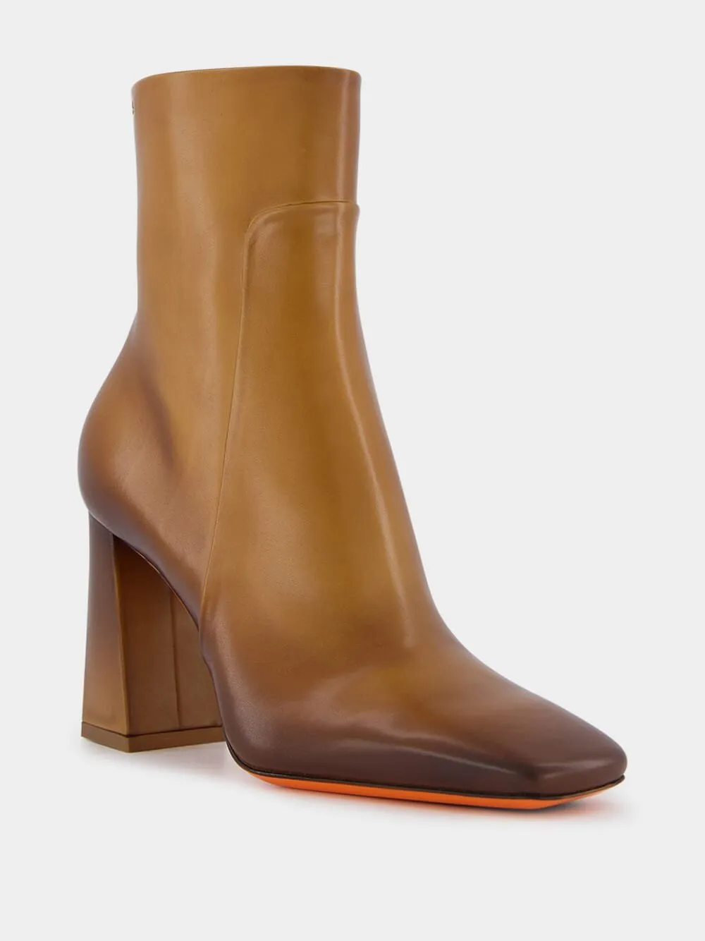 Brown Leather High-Heel Ankle Boots