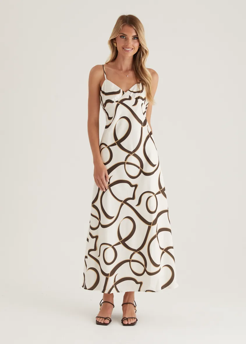 Carla Maxi Dress - Brown Swirl