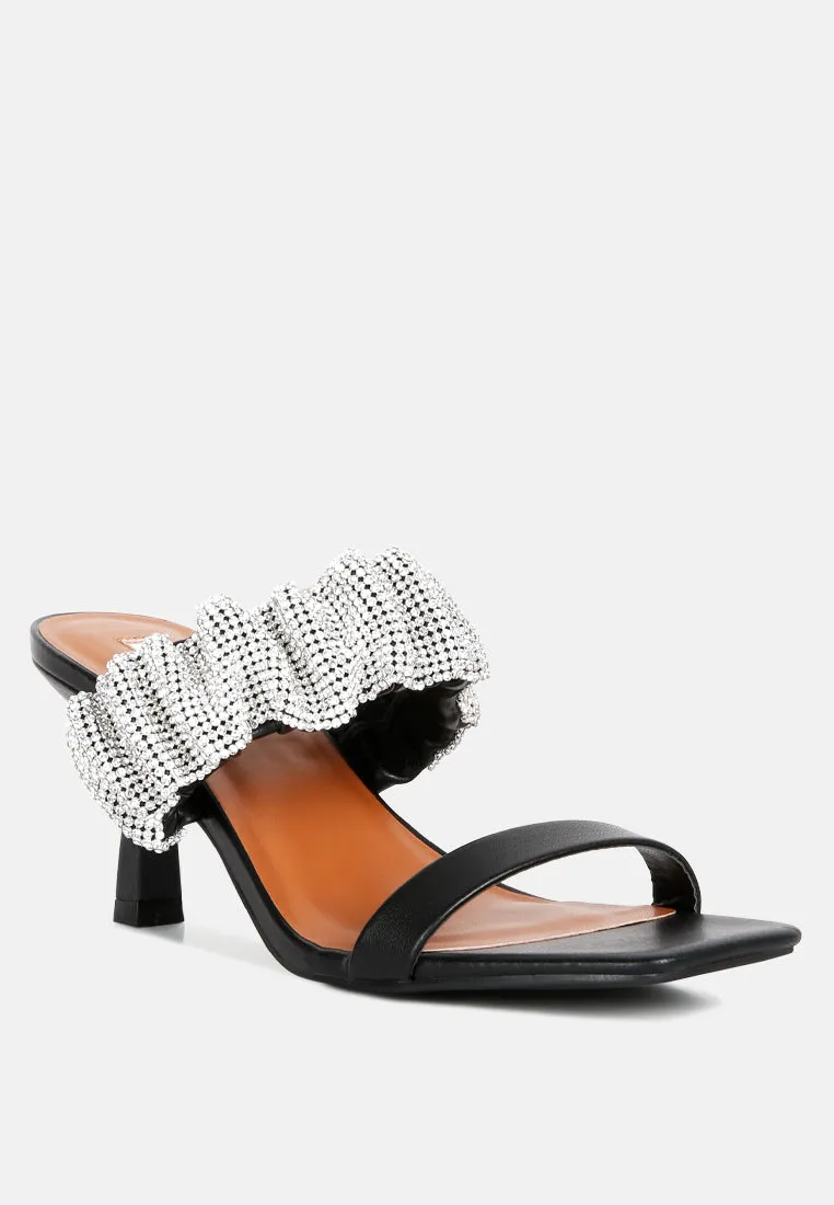 Cherry Blossom Diamante Ruche Strap Sandals By Ruw