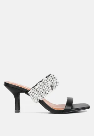 Cherry Blossom Diamante Ruche Strap Sandals By Ruw