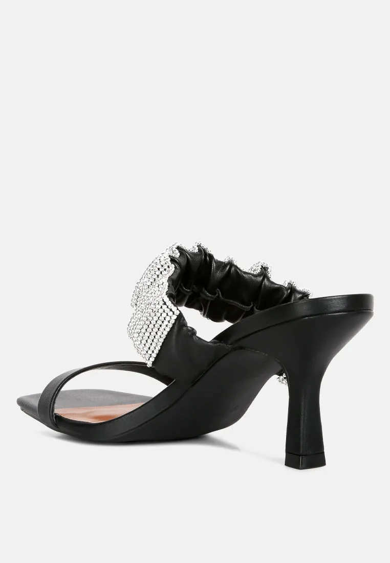 Cherry Blossom Diamante Ruche Strap Sandals By Ruw