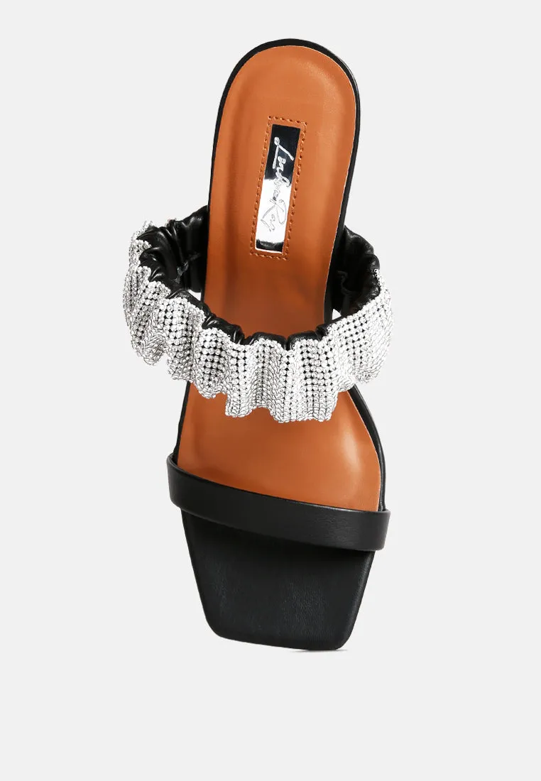 Cherry Blossom Diamante Ruche Strap Sandals By Ruw