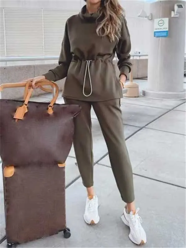 Cozy and Chic Autumn-Inspired Two-Piece Set with Drawstring Detail for Relaxed Comfort and Effortless Style