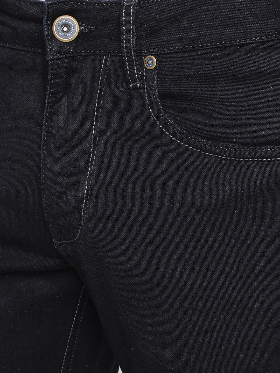 Dark Blue Solid Slim Fit Jeans | JadeBlue
