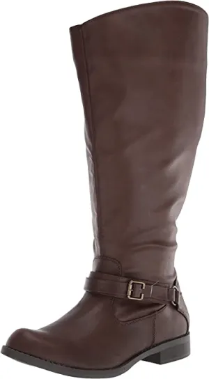 Easy Street Women's Quinn Plus Harness Boot, Brown Burnish, 6 M US