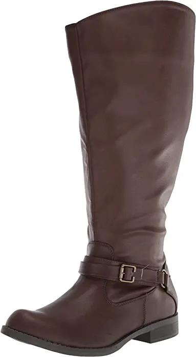 Easy Street Women's Quinn Plus Harness Boot, Brown Burnish, 6 M US