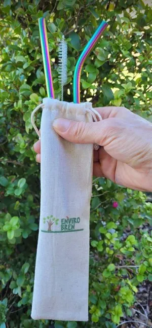 Envirobren Multicoloured Stainless Steel Straws 2 Pack