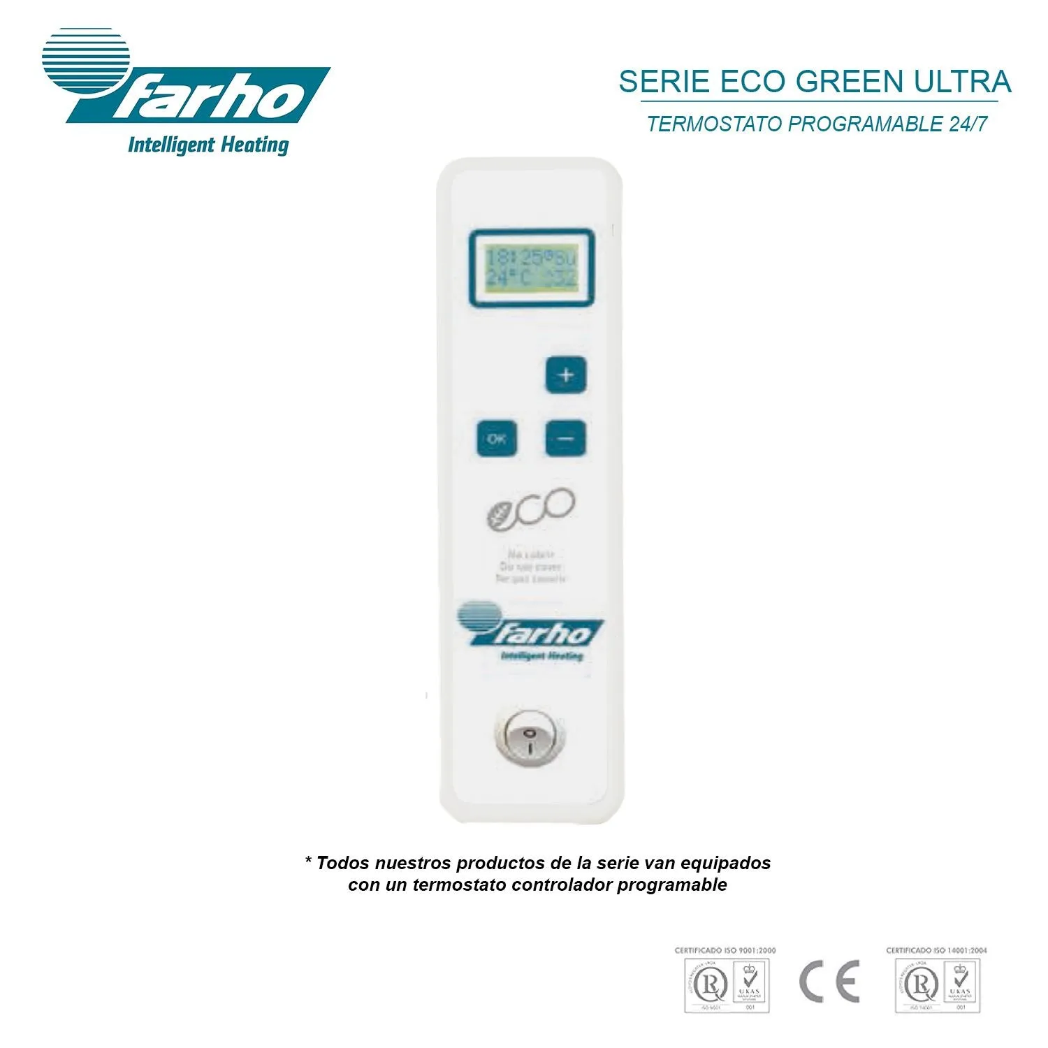 Farho ECGU06 Eco Green Ultra 06 elements 1000W Low Consumption Radiator, Digital and Programmable