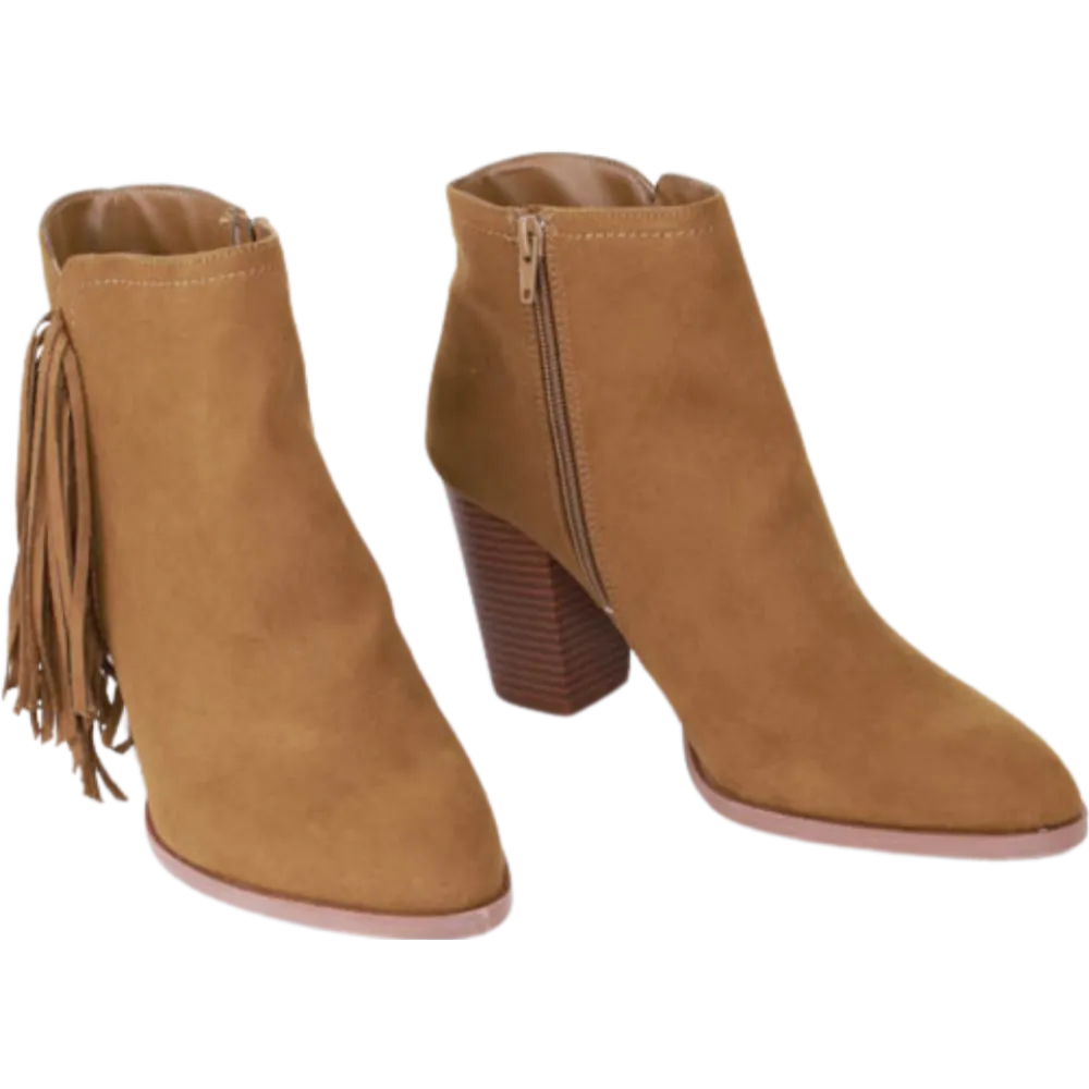 Fringe For Days Western Bootie -Brown