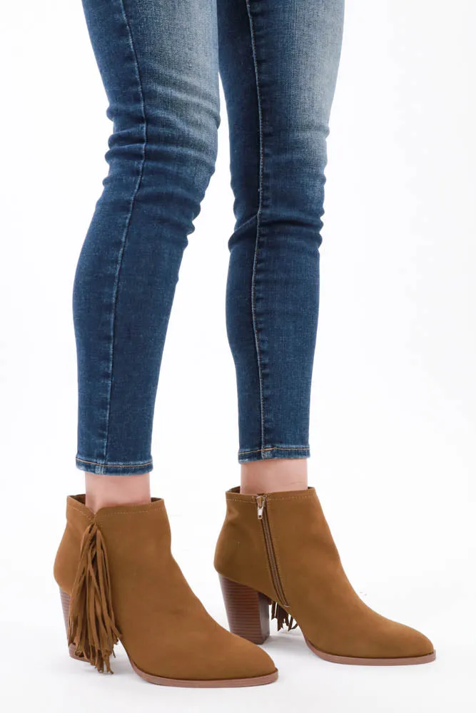 Fringe For Days Western Bootie -Brown