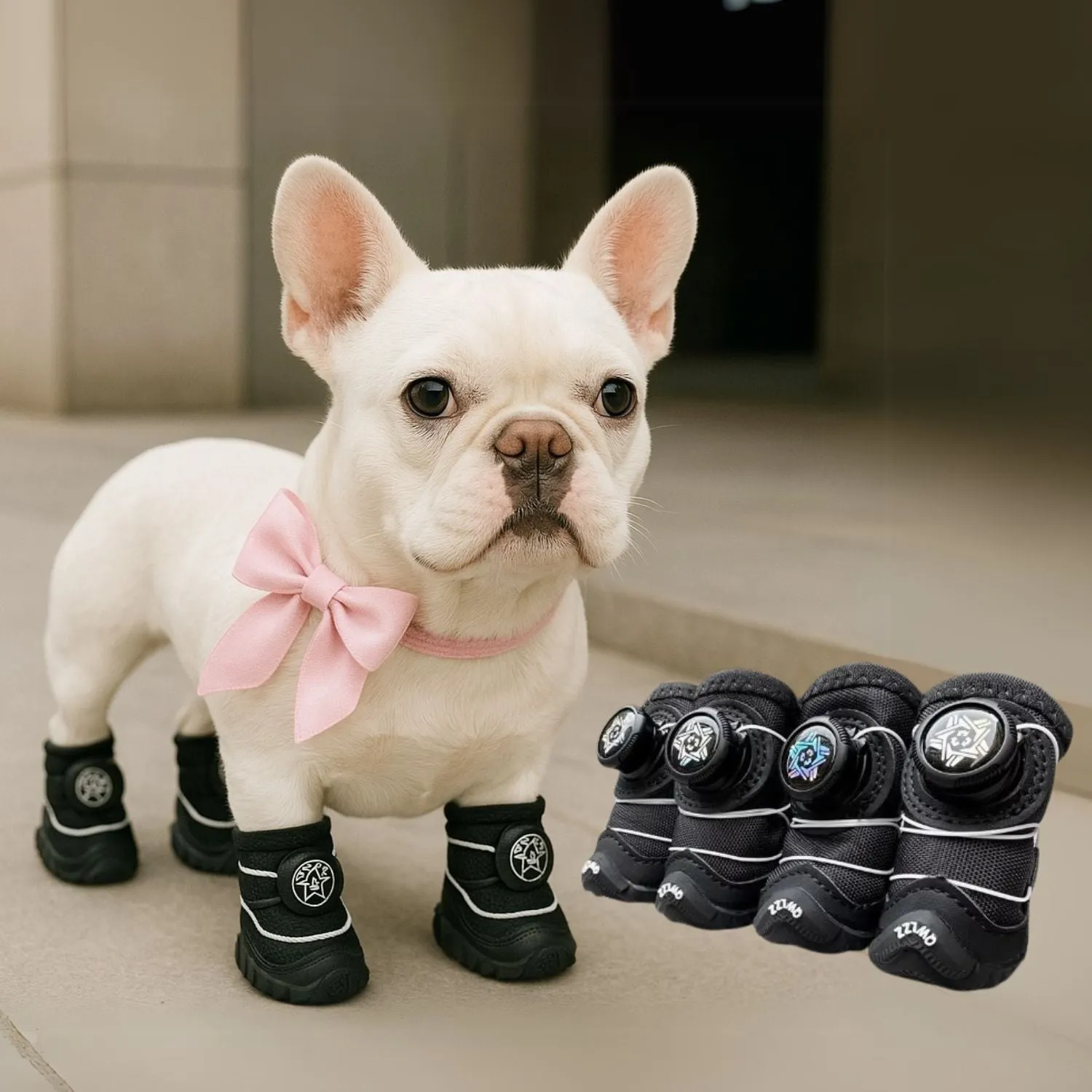 FurTrek Frenchie Winter Running Shoes – Non-Slip Dog Boots for Cold Weather