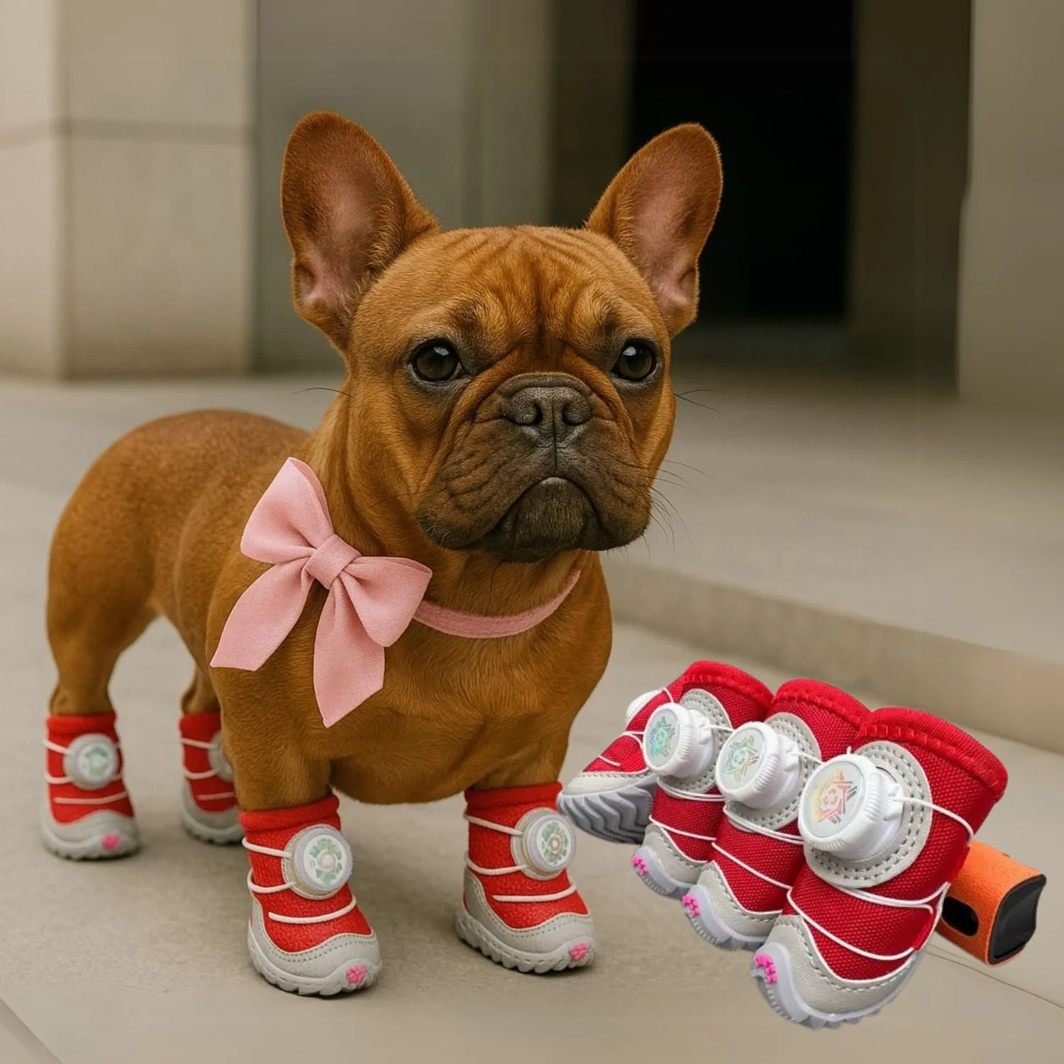 FurTrek Frenchie Winter Running Shoes – Non-Slip Dog Boots for Cold Weather