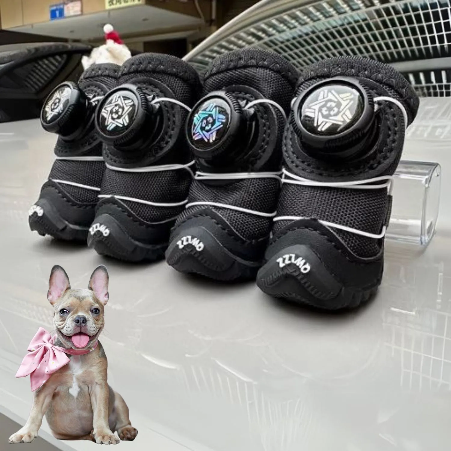 FurTrek Frenchie Winter Running Shoes – Non-Slip Dog Boots for Cold Weather