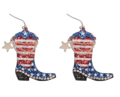 Glitter Boot Earrings -Blue