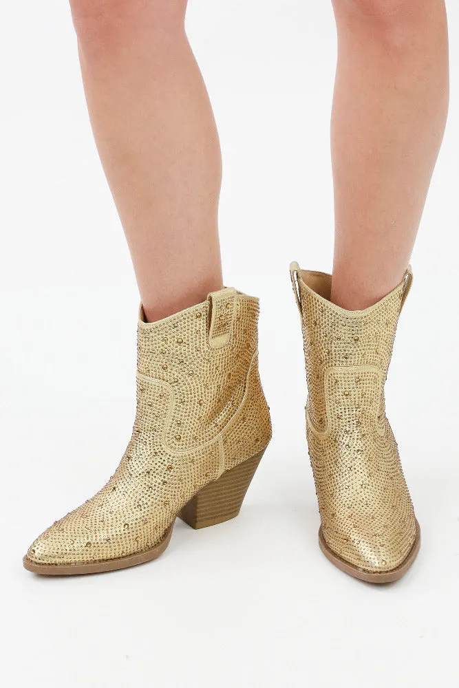 Glitter Rhinestone Booties -Blue