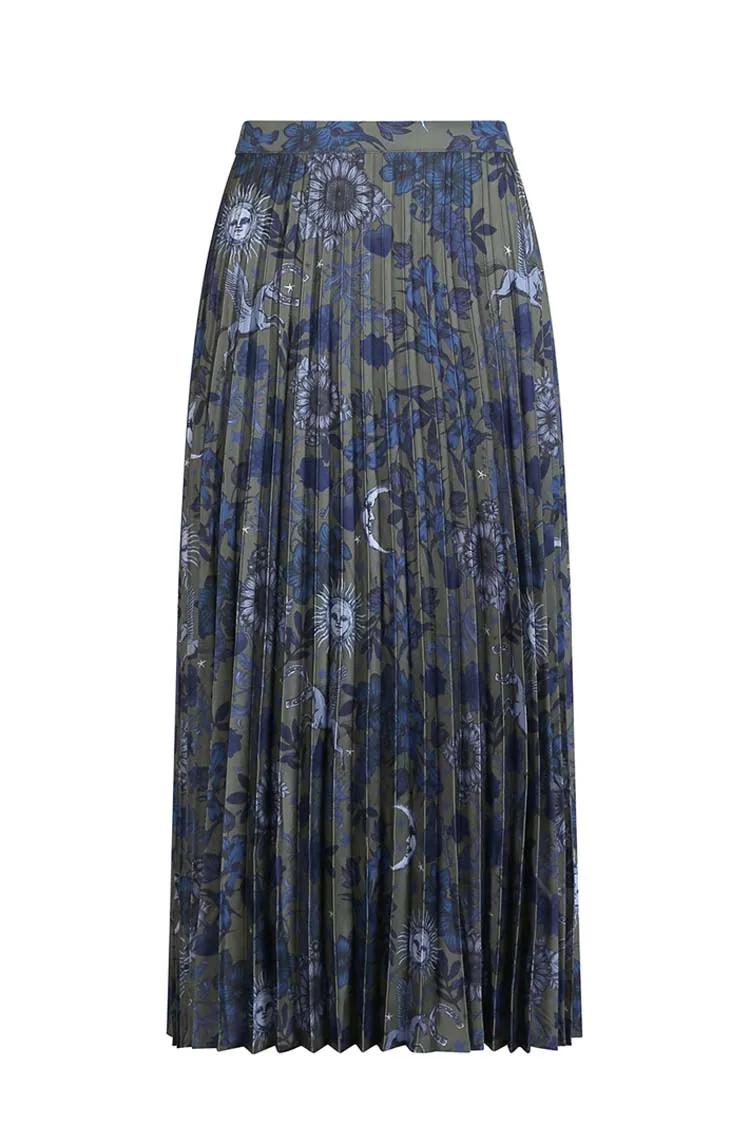 Greenwich Pleated Skirt in Olive
