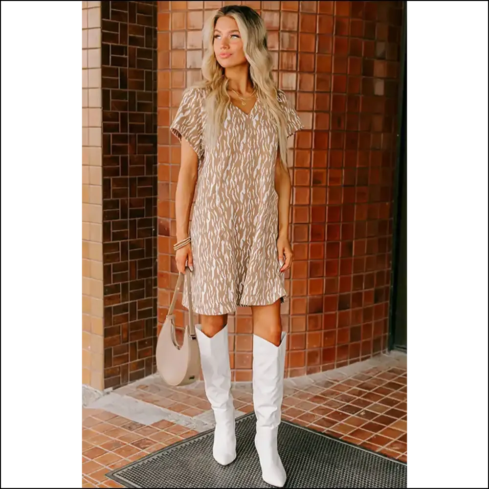 Khaki Abstract Print Dress: Khaki Gone Wild at Needful Things 😜