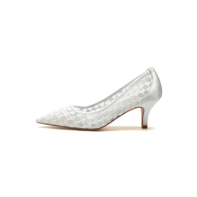 Lace Pointed Toe Wedding Stiletto Heels