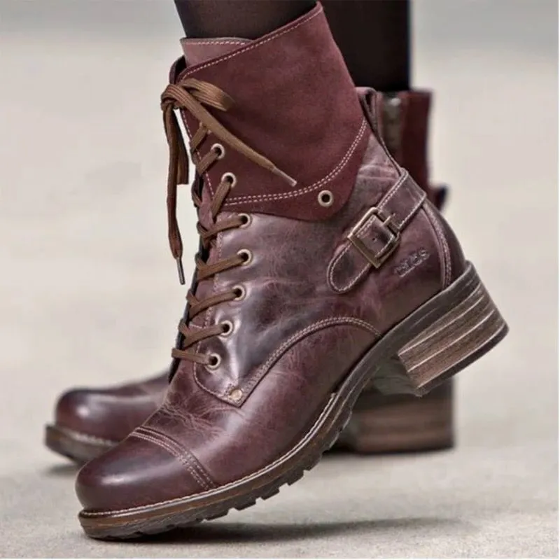 Lace-Up Block Heel Boots