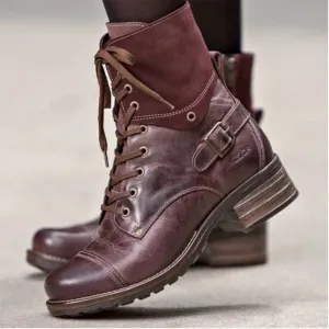 Lace-Up Block Heel Boots