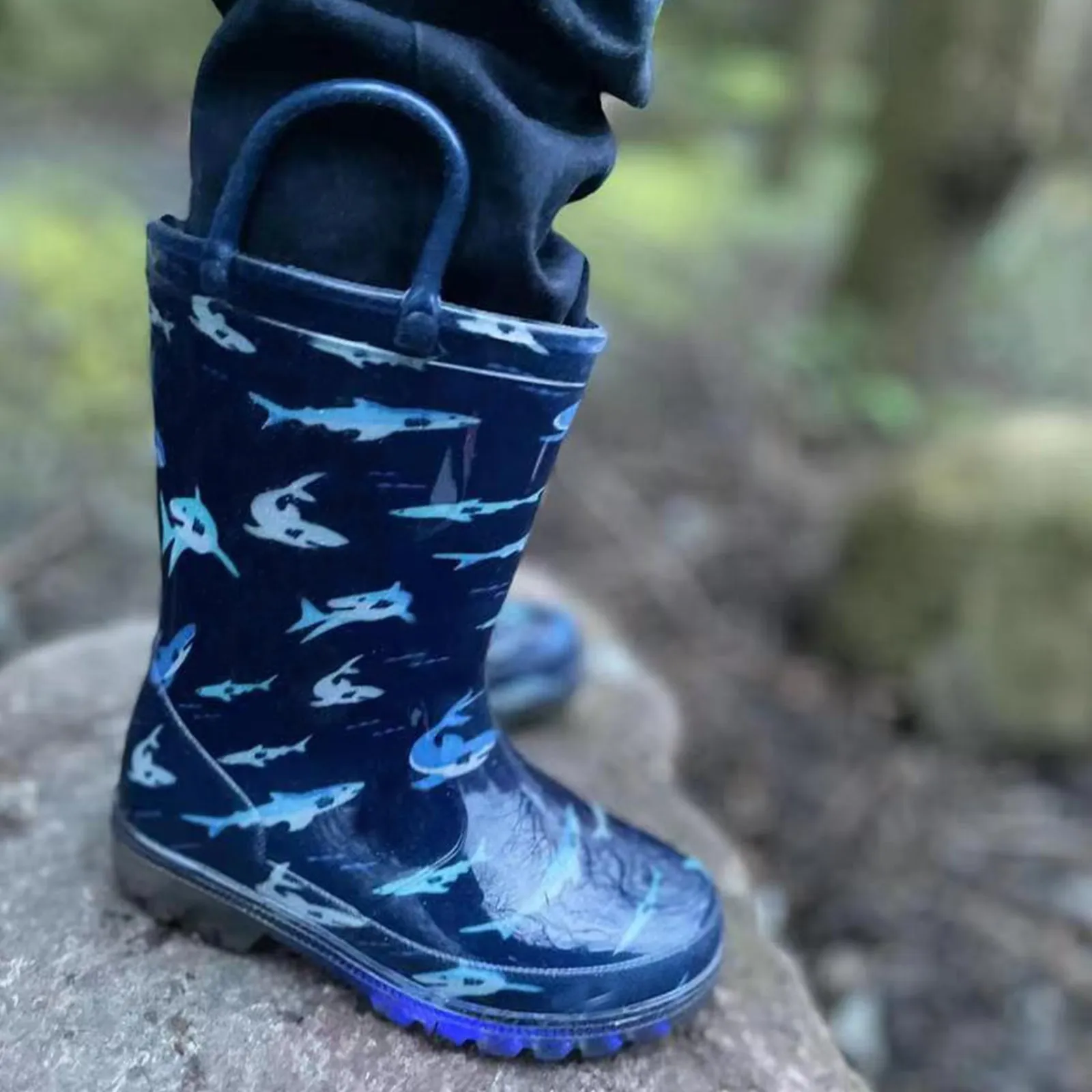 Light Up Toddler Kids Rain Boots with Handles