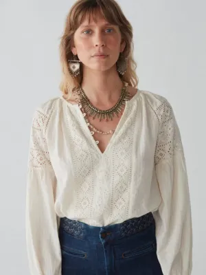 MAISON HOTEL Josephine Blouse in Broderie Merengue