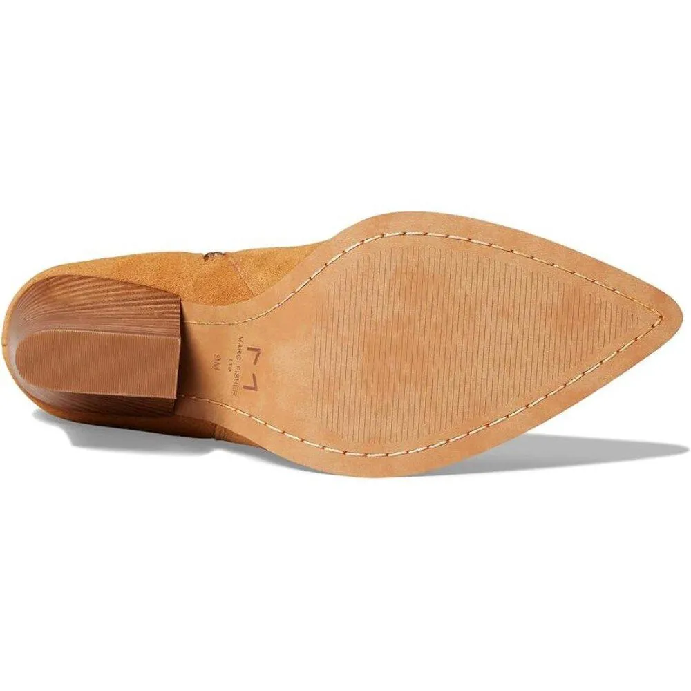 Mariel Natural Tan Suede Heeled Ankle Boots