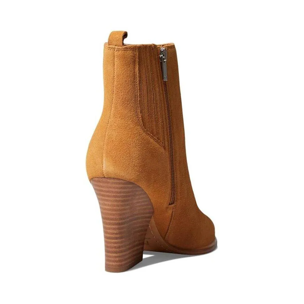 Mariel Natural Tan Suede Heeled Ankle Boots