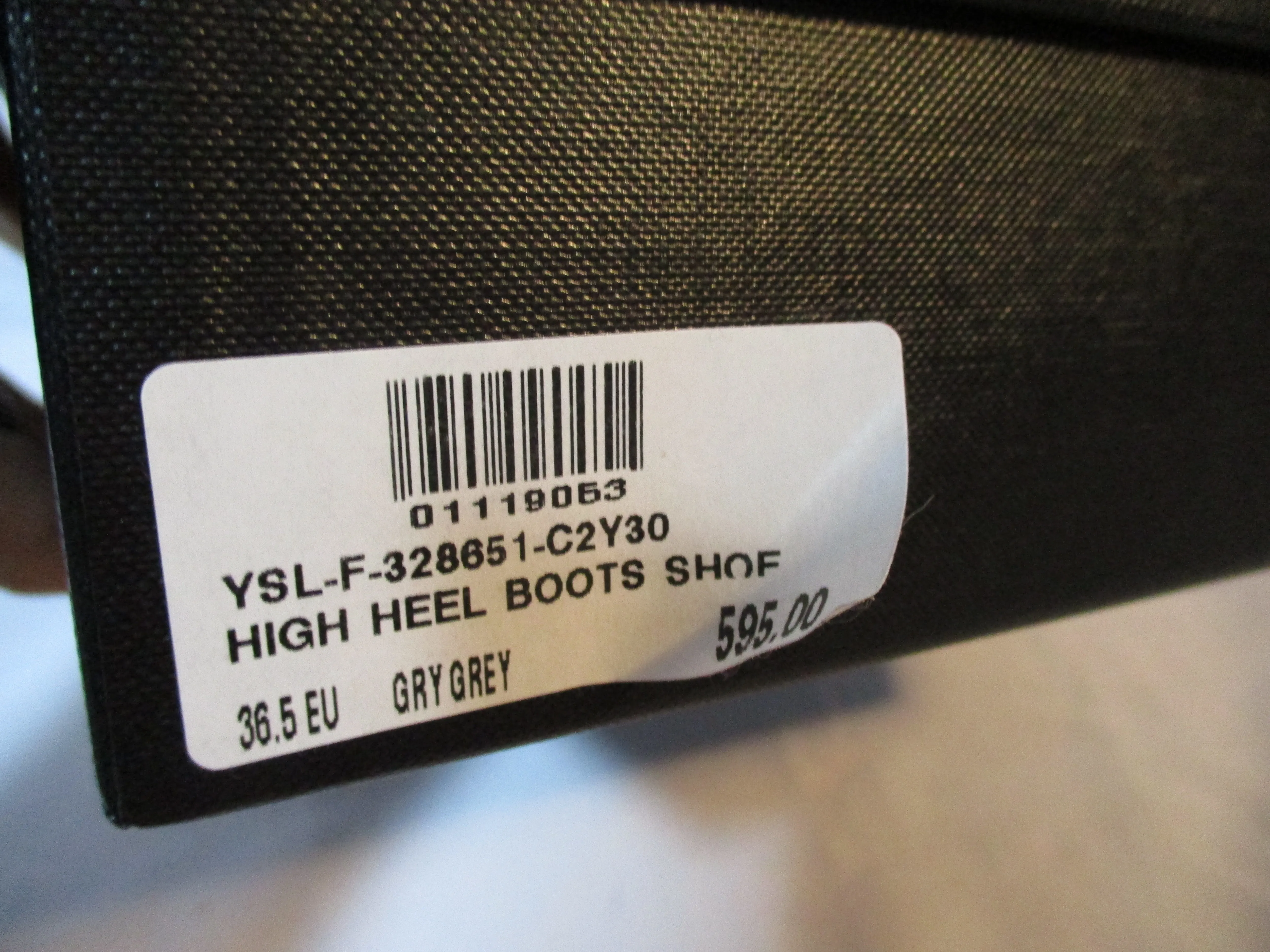 NEW NIB SAINT LAURENT PARIS Stiletto Heel BOOT Bootie 36.5 GREY GRAY Womens