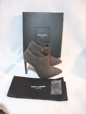 NEW NIB SAINT LAURENT PARIS Stiletto Heel BOOT Bootie 36.5 GREY GRAY Womens