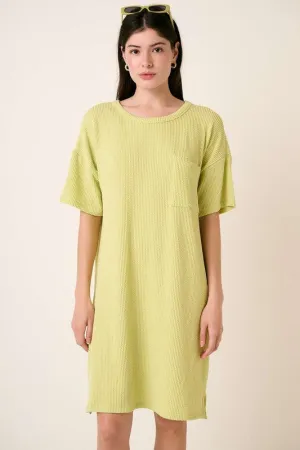 New Summer urban Rib Knit Short Sleeve Tee Dress For Women  – Casual and Chic Ribbed Dress with Pockets