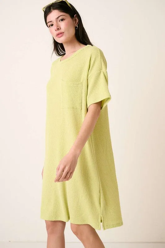New Summer urban Rib Knit Short Sleeve Tee Dress For Women  – Casual and Chic Ribbed Dress with Pockets