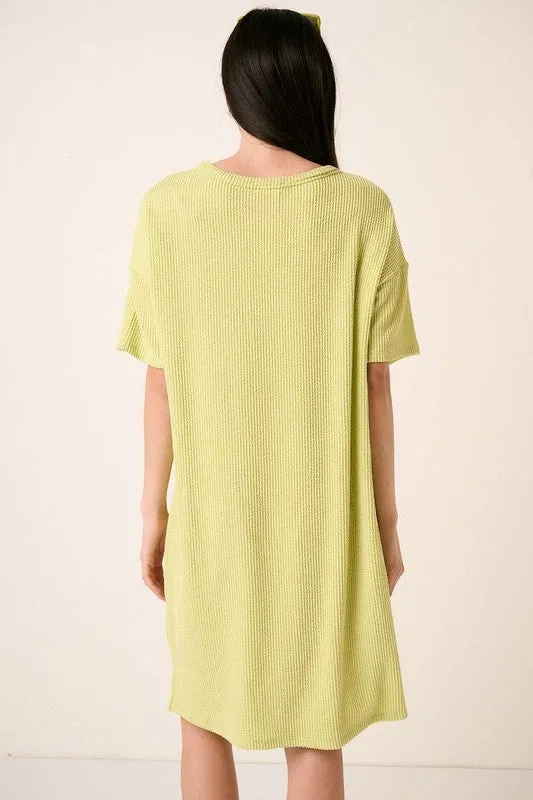 New Summer urban Rib Knit Short Sleeve Tee Dress For Women  – Casual and Chic Ribbed Dress with Pockets