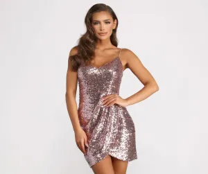 Nikita Formal Sequin Charming Wrap Mini Dress
