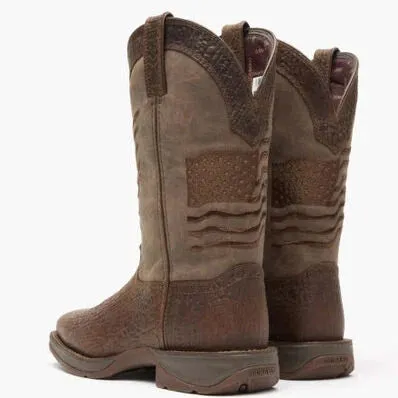 Rebel™ by Durango® Brown Distressed Flag Embroidery Western Boot