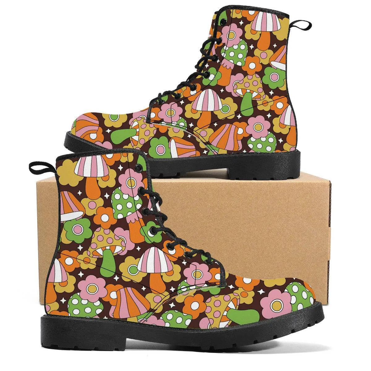 Retro Fungi Love Vegan Leather Boots
