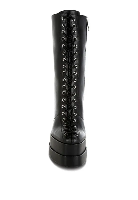 Sayal Faux Leather Lace Up Boots