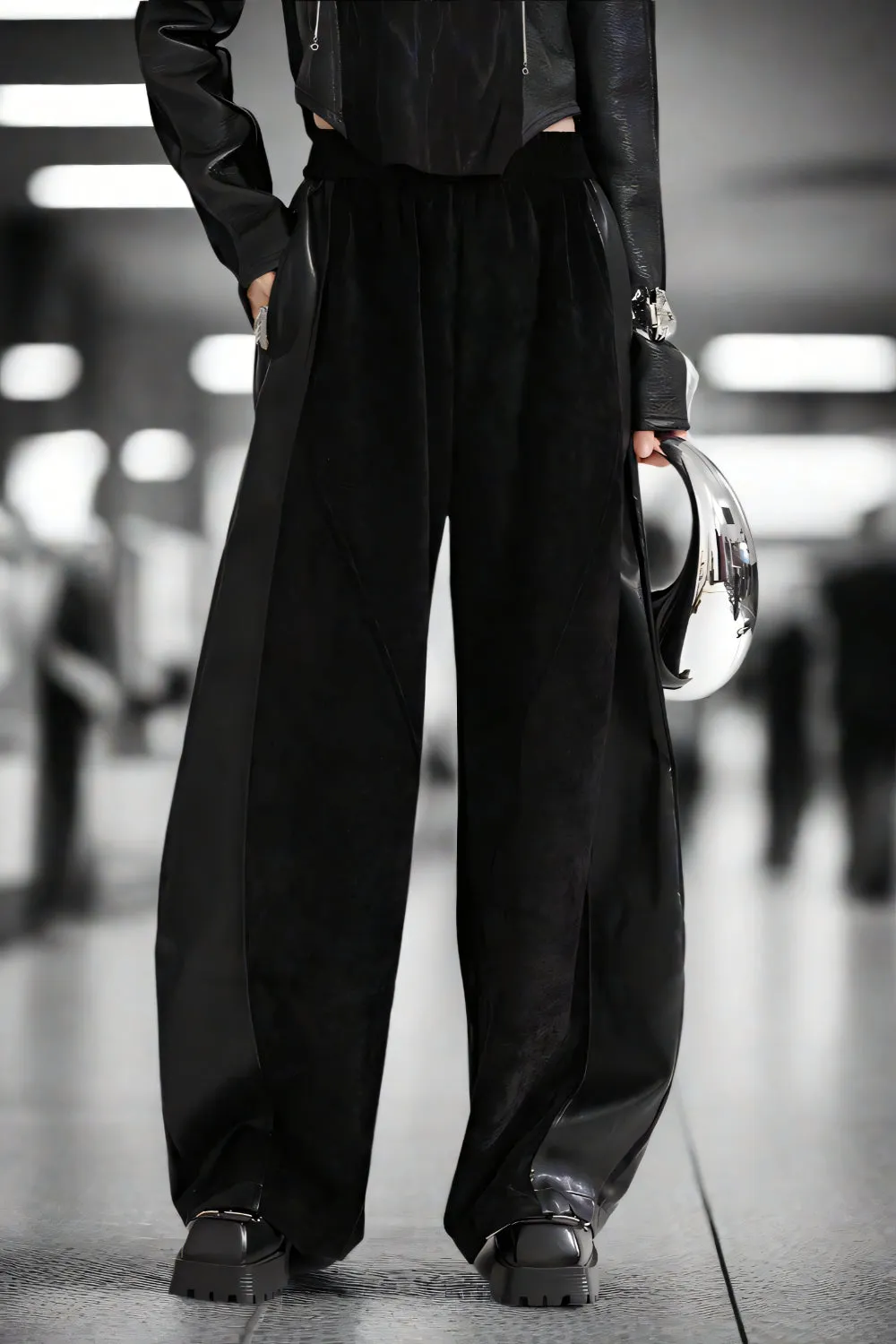 Shadow Stitch Wide-Leg Pants